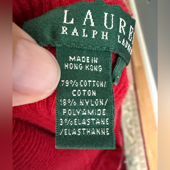 Lauren Ralph Lauren Vintage Red Collared Knit Sweater Womens Sz L - Picture 5 of 6